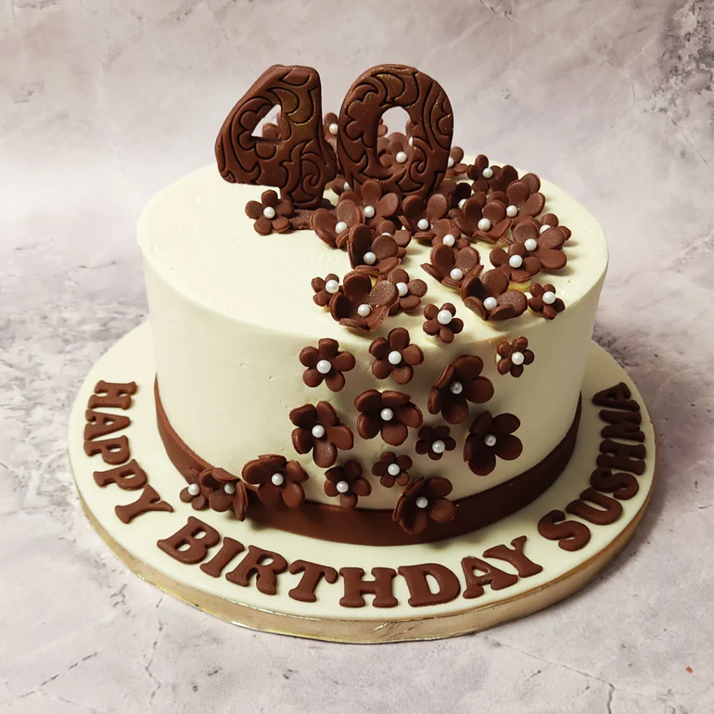 brownflowerscake